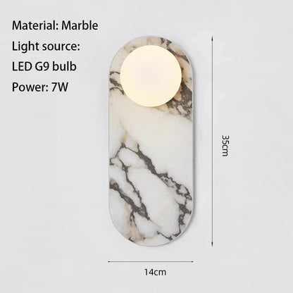Marble LED Wall Light – Modern Designer Wall Lamp | Luxury Ambient Lighting | Contemporary Stone & Glass Feature