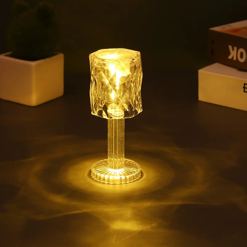 Crystal LED Accent Table Lamp – Colour Changing Touch Night Light | Decorative Bedside Lamp | Elegant Mood Lighting