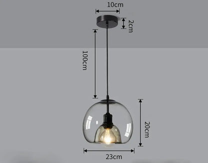 Amber Glass Pendant Light – Modern E27 Ceiling Lamp | Warm Ambient Lighting | Elegant Contemporary Interior Feature