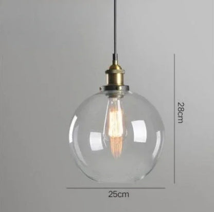 Scandinavian Glass Pendant Light – Vintage Loft E27 Ceiling Lamp | Elegant Ambient Lighting | Contemporary Nordic Interior Feature