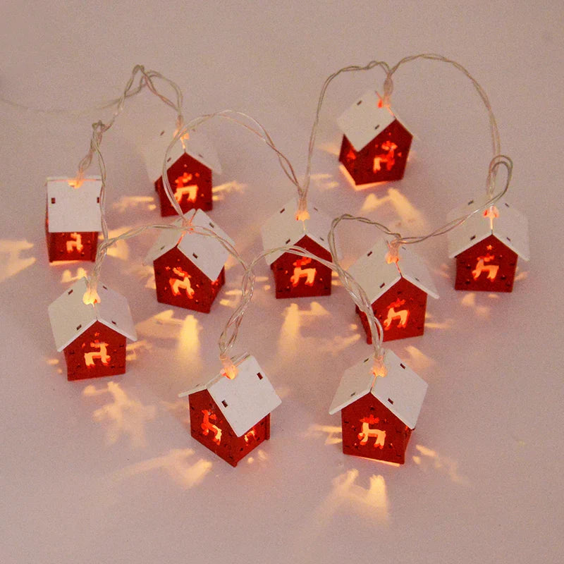 NordiHaus LED Wooden House String Lights – Scandinavian Christmas Decoration Collection 2025