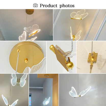 AuréaButterfly Modern LED Butterfly Pendant Lamp – Luxury Gold Ceiling Light for Elegant Interiors