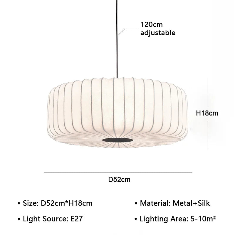 Serenea Silk Pendant Light – Wabi-Sabi Hanging Lamp | Japanese Nordic Ceiling Light for Elegant Interiors