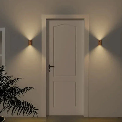 NordVale Sensor Wall Light – Wooden LED Motion Sensor Lamp | Modern Up & Down Ambient Lighting