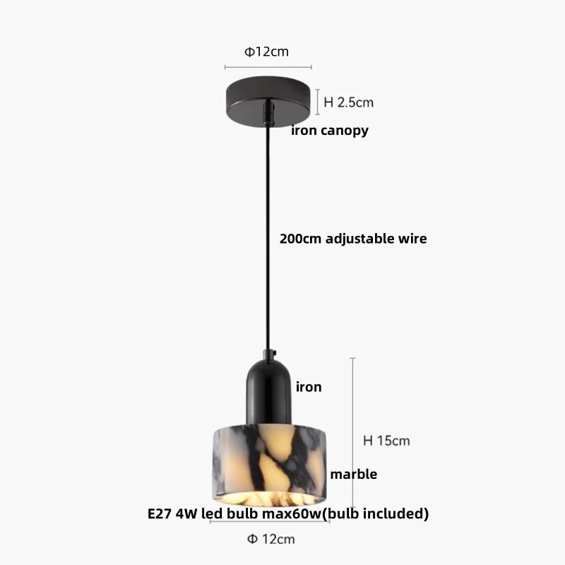 Travertine Stone Pendant Light with Copper Finish – Nordic LED Hanging Lamp | Warm Contemporary Lighting