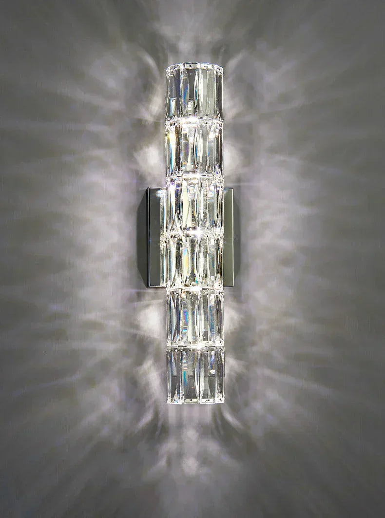 Crystal Luxe LED Wall Light – Stainless Steel Wall Lamp with Clear Glass Shade | Contemporary Ambient Lighting | Elegant Interior Feature