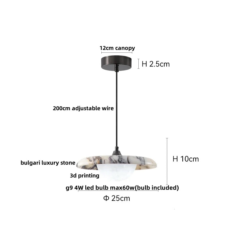 Bulgari Stone Pendant Light – Wabi-Sabi Marble Ceiling Lamp | Luxury Ambient Lighting | Contemporary Interior Statement