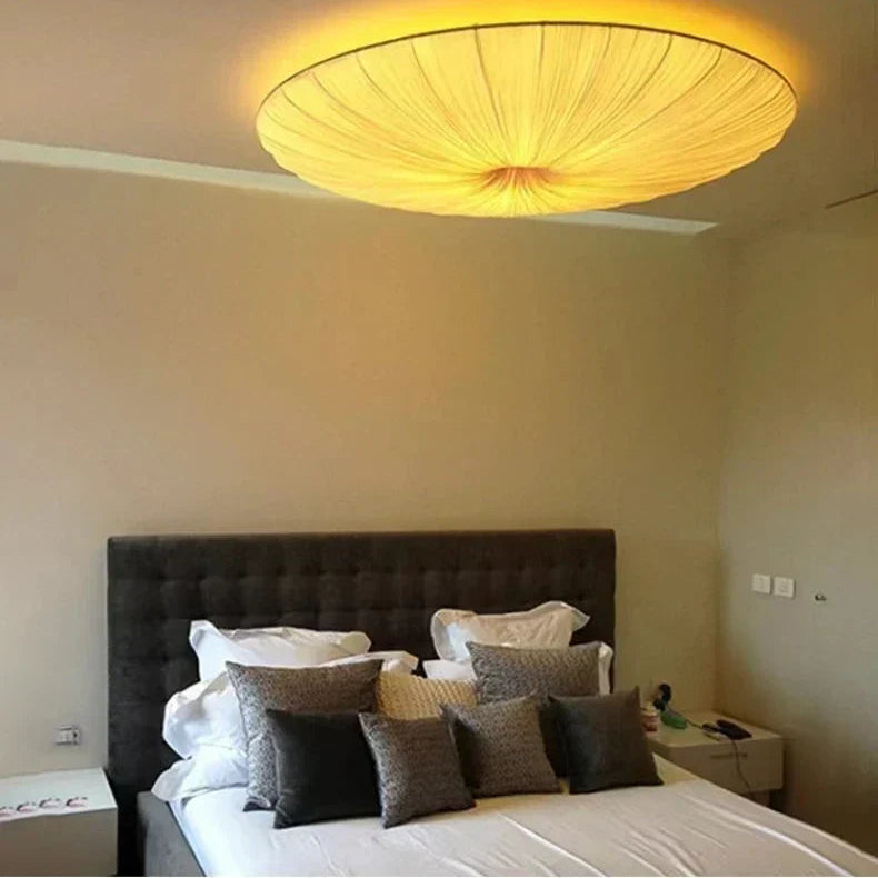Aethera Ceiling Light – Wabi-Sabi Fabric LED Pendant | Minimalist Floating Disc Lamp for Contemporary Interiors