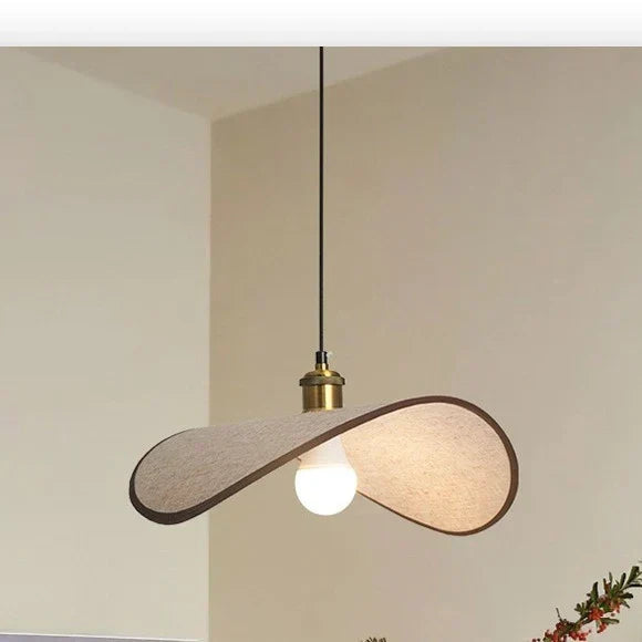 Wabi-Sabi Pendant Light with Fabric Shade – Japandi Retro Ceiling Lamp | Warm Ambient Interior Lighting