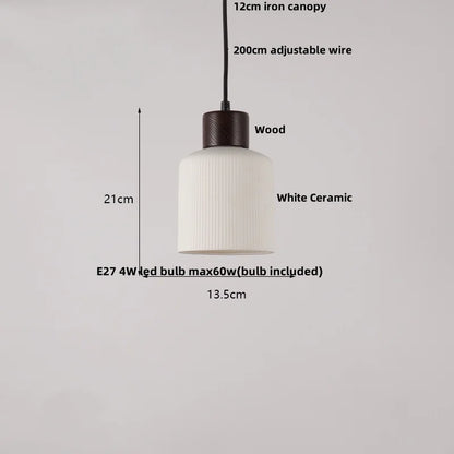 Ceramic & Wood Pendant Light – Modern Nordic LED Hanging Lamp | Natural Contemporary Lighting