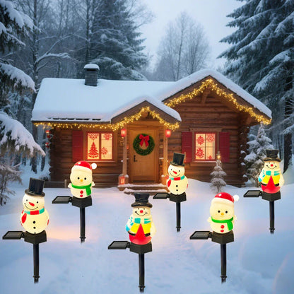 SnowGlow Solar Snowman Path Lights – Waterproof LED Garden Lights | Festive Outdoor Christmas Decoration