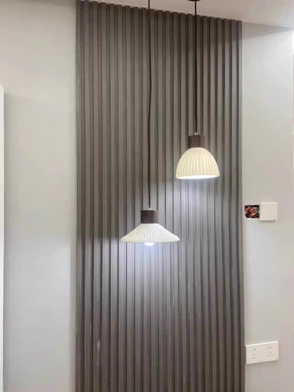 Ceramic & Wood Pendant Light – Modern Nordic LED Hanging Lamp | Natural Contemporary Lighting