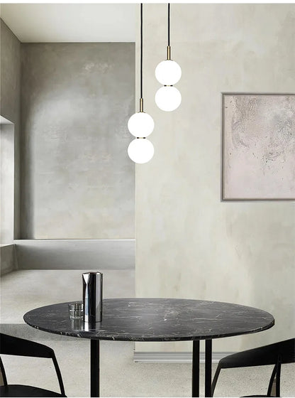 Nordic Globe Pendant Light – Double Glass LED Ceiling Lamp | Scandinavian Designer Lighting | Elegant Dining Room Feature