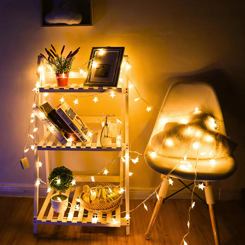 StellaGlow LED Star String Lights – Battery-Powered Decorative Fairy Lights for Indoor & Outdoor Use