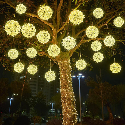 LED Rattan Ball String Lights – Outdoor Fairy Lights for Gardens, Weddings, Patios, Trees & Festive Decorations