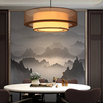 Veloura Silk Pendant Light – Luxury Beige Hanging Ceiling Lamp | Soft Ambient Lighting for Modern Interiors