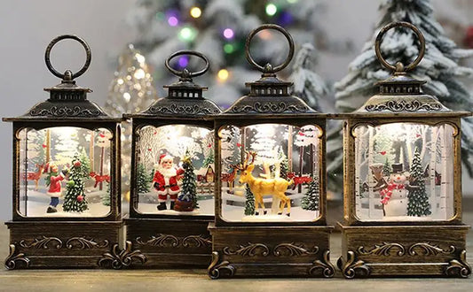 LumiGlobe LED Snow Lantern – Rotating Christmas Lantern with Snow Globe Effect