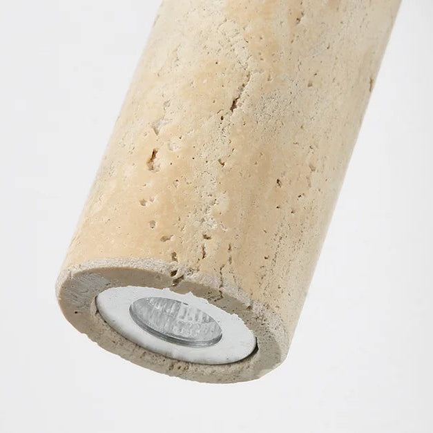 Travero Flush Ceiling Light – Wabi-Sabi Travertine Stone Lamp | Minimalist Natural Lighting for Modern Interiors