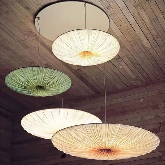 Aethera Ceiling Light – Wabi-Sabi Fabric LED Pendant | Minimalist Floating Disc Lamp for Contemporary Interiors