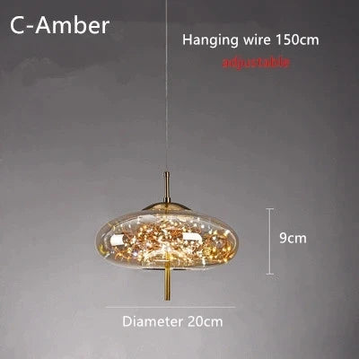 Modern Glass LED Pendant Light – Dimmable Hanging Ceiling Fixture | Luxury Designer Chandelier | Contemporary Home Lighting