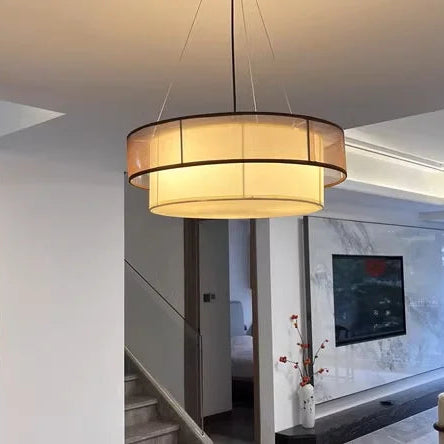 Veloura Silk Pendant Light – Luxury Beige Hanging Ceiling Lamp | Soft Ambient Lighting for Modern Interiors