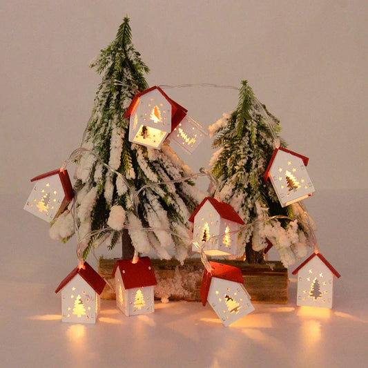 NordiHaus LED Wooden House String Lights – Scandinavian Christmas Decoration Collection 2025