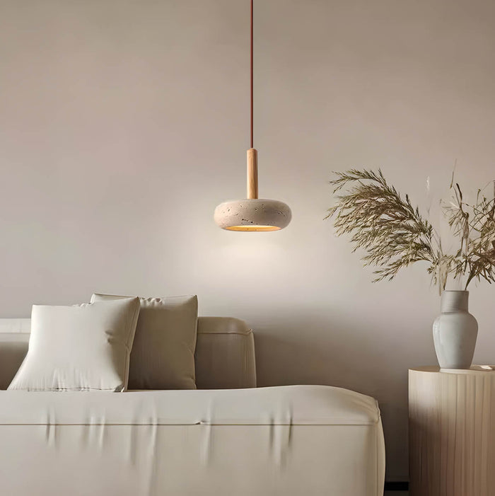 OSHIRA Travertine Pendant Light – Wabi-Sabi Natural Stone Hanging Lamp | Minimalist Japandi Ceiling Lighting