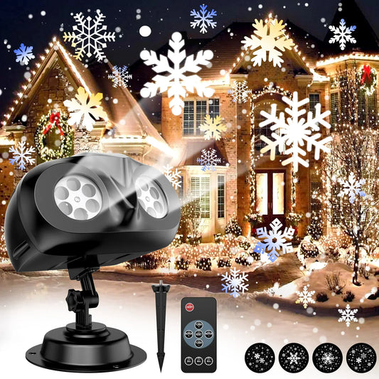 SNOWGLOW LED Snowfall Projector – Dual Head Outdoor Light Projector | Waterproof Christmas Snow Effect with Remote Control
