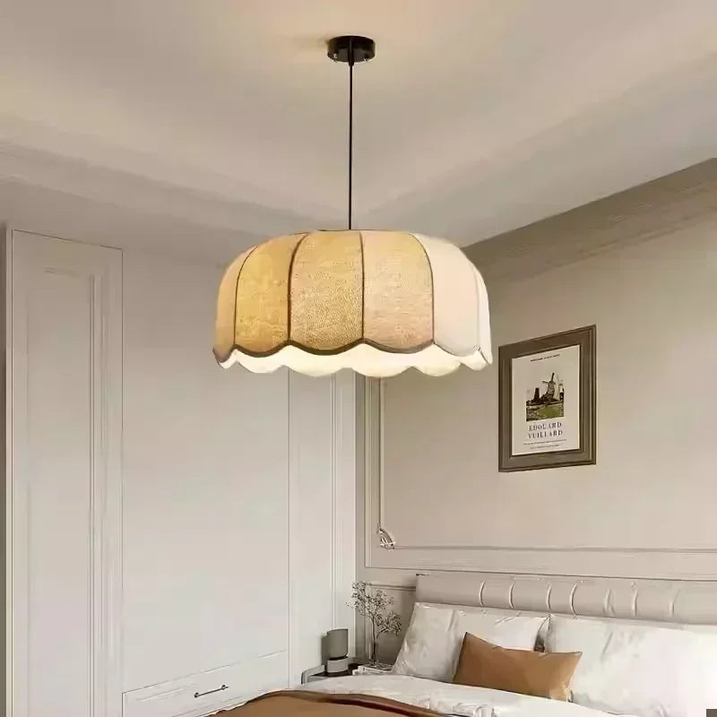 Hoshira Linen Pendant Light – Japandi Wabi-Sabi Ceiling Lamp | Soft Ambient LED Lighting for Modern Interiors