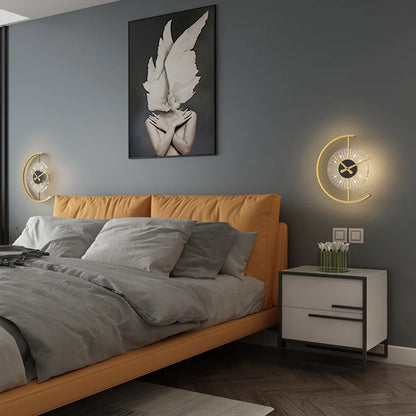 Nordic Wall Light with Clock Design – Modern LED Wall Lamp | Decorative Ambient Lighting | Scandinavian Interior Accent