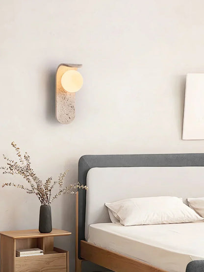 Cavora Stone Wall Light – Scandinavian Glass & Natural Stone Sconce | Up & Down Ambient Lighting | Contemporary Interior Design