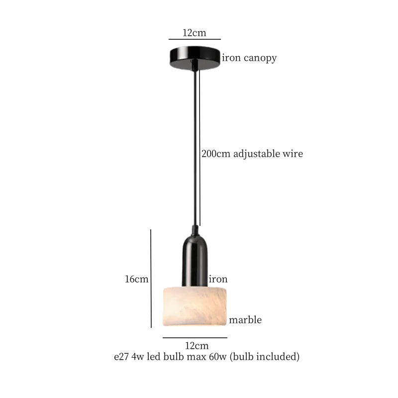 Marble Pendant Light with Iron Finish – Modern Nordic LED Ceiling Lamp | Luxury Contemporary Lighting