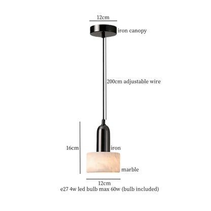 Marble Pendant Light with Iron Finish – Modern Nordic LED Ceiling Lamp | Luxury Contemporary Lighting