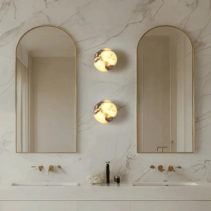 Luxury Marble Globe Wall Light – Natural Stone LED Wall Lamp for Bedrooms, Living Rooms, Hallways & Staircases