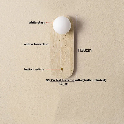 Cavora Stone Wall Light – Scandinavian Glass & Natural Stone Sconce | Up & Down Ambient Lighting | Contemporary Interior Design