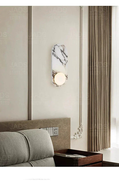 Marble LED Wall Light – Modern Designer Wall Lamp | Luxury Ambient Lighting | Contemporary Stone & Glass Feature