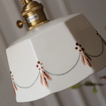 Japanese Ceramic Pendant Light with Brass Finish – Retro Minimalist Hanging Lamp | Warm Ambient Interior Lighting
