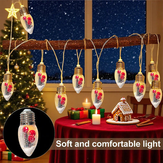 FrostGlobe LED Snow Globe String Lights – Festive Christmas Fairy Lights | Battery-Powered Holiday Decoration