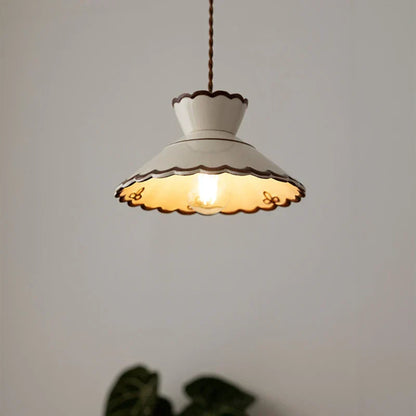 Dark Green Ceramic Pendant Light with Copper Finish – Retro Nordic Ceiling Lamp | Elegant Ambient Lighting