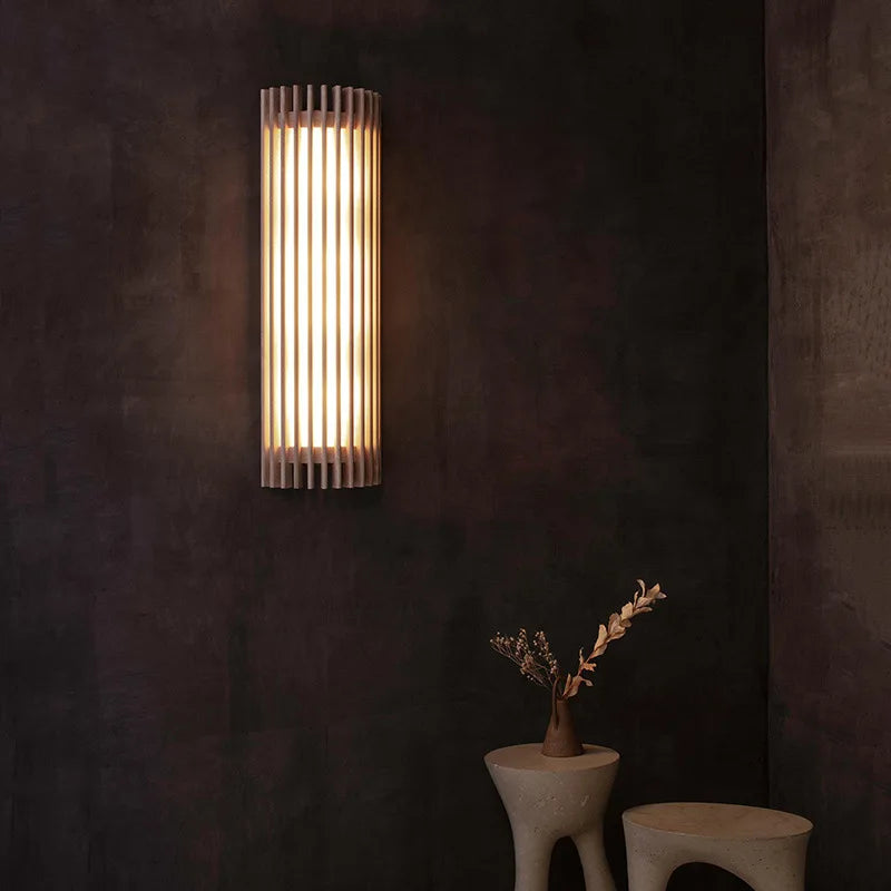 Kiyora Walnut Wall Light – Japanese Wabi-Sabi LED Wall Lamp | Warm Ambient Lighting for Modern Interiors