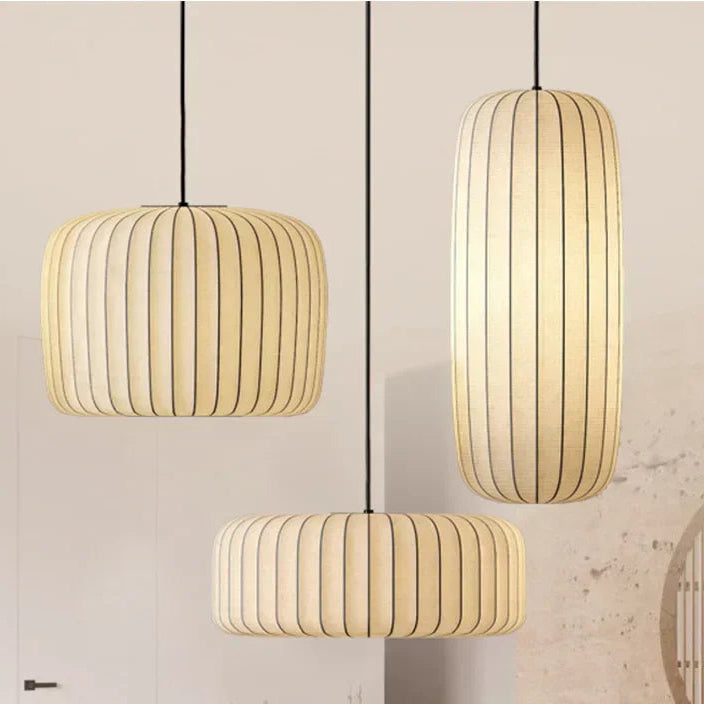 Serenea Silk Pendant Light – Wabi-Sabi Hanging Lamp | Japanese Nordic Ceiling Light for Elegant Interiors