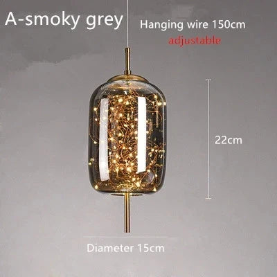Modern Glass LED Pendant Light – Dimmable Hanging Ceiling Fixture | Luxury Designer Chandelier | Contemporary Home Lighting