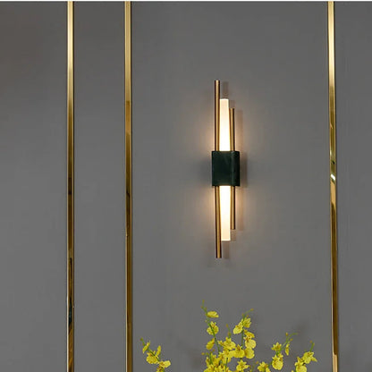 Marble LED Wall Light with Gold & Black Finish – Modern Luxury Wall Sconce | Elegant Ambient Interior Lighting