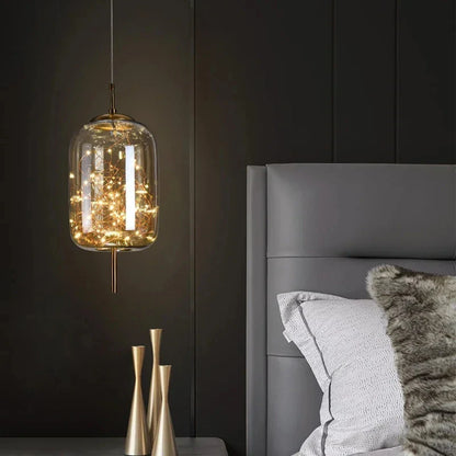 Modern Glass LED Pendant Light – Dimmable Hanging Ceiling Fixture | Luxury Designer Chandelier | Contemporary Home Lighting
