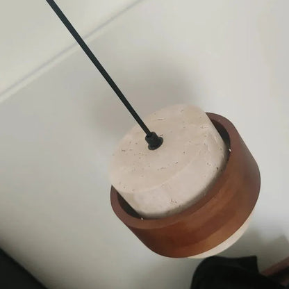 Natural Stone Pendant Light with LED – Modern Minimalist Hanging Lamp | Warm Ambient Interior Lighting