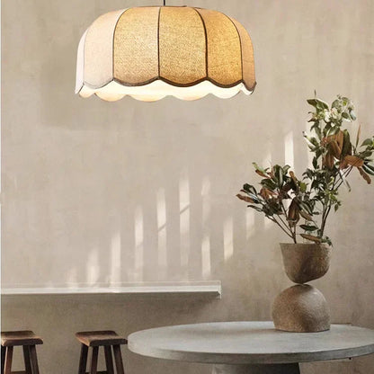 Hoshira Linen Pendant Light – Japandi Wabi-Sabi Ceiling Lamp | Soft Ambient LED Lighting for Modern Interiors
