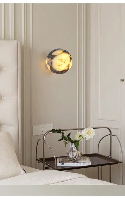 Luxury Marble Globe Wall Light – Natural Stone LED Wall Lamp for Bedrooms, Living Rooms, Hallways & Staircases