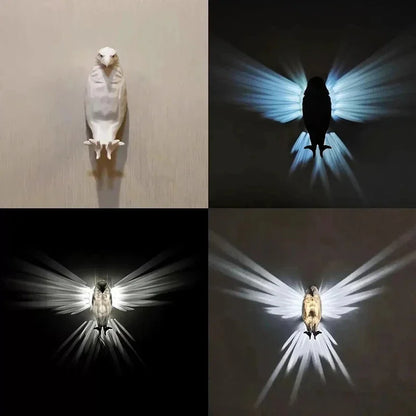 3D Bird Projection Wall Light – Modern Animal Wall Sconce | Decorative Ambient Lighting | Owl &amp; Eagle Designer Fixture