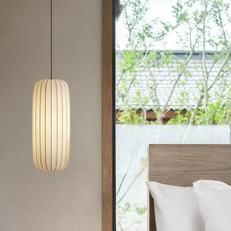 Serenea Silk Pendant Light – Wabi-Sabi Hanging Lamp | Japanese Nordic Ceiling Light for Elegant Interiors