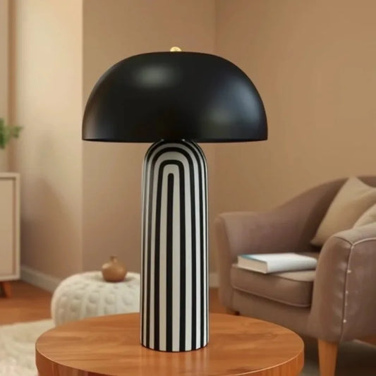 Japandi Ceramic Table Lamp – Handcrafted LED Accent Light | Nordic Japanese Interior Décor | Elegant Ambient Lighting